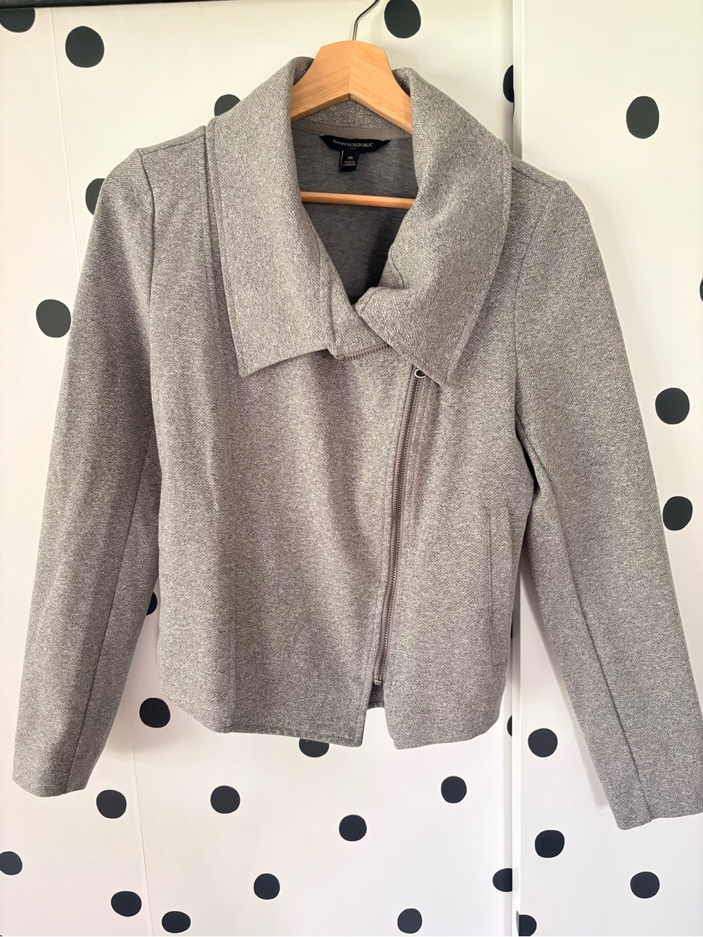 Banana Republic Light Gray Asymmetrical Zip Blazer